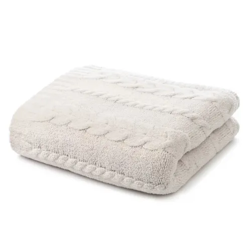 Kashwere Lounge Wide Cable Solid Throw Bone 52