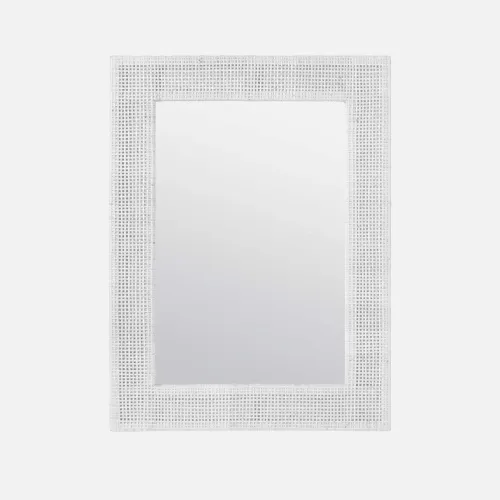 Made Goods Isla Rectangular Mirror 30W X 40H White Peeled Rattan