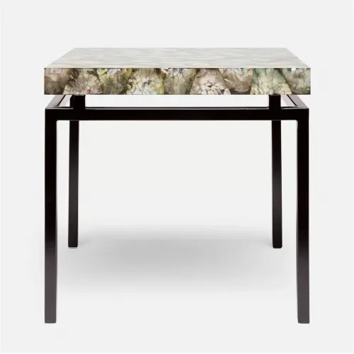 Made Goods Dexter Coffee Table Silver and Cool Gray Faux Shagreen