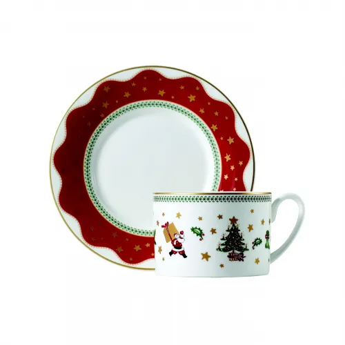 Ruby Red Glass Teacups and Square Saucer Plates Set for Two, Colored Glass  Tea Cups With Handles 