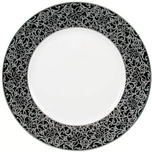 Raynaud Salamanque Platinum Black French Rim Soup Plate Round 9.1 in.