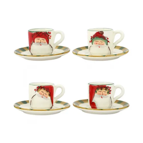 Belle Glass Espresso Cups with Saucer Set - 3.5 oz - Set of 2, 3.5