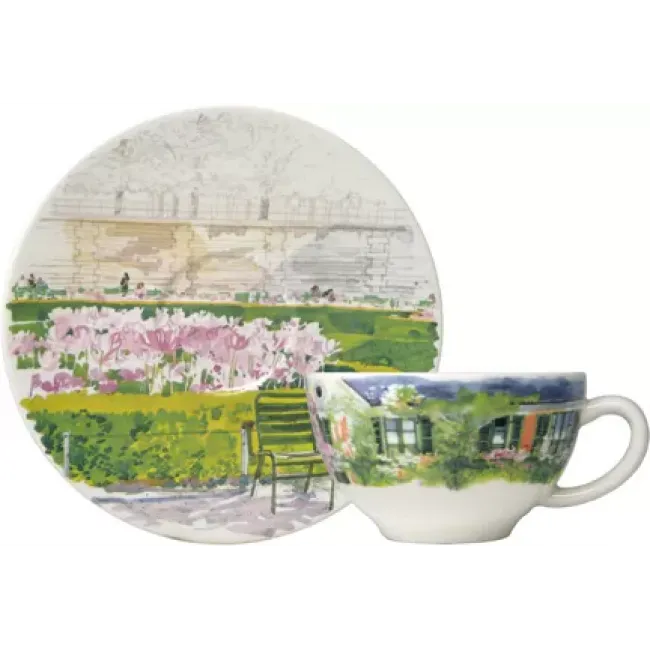 Paris a Giverny Breakfast Cups & Saucers Cup 10 1/8 Oz, 7 1/16" Dia, Set of 2