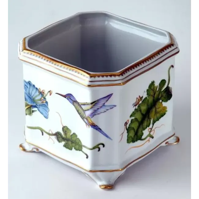 Hummingbird Square Cachepot 6 in Long 6 in Wide 7 in High