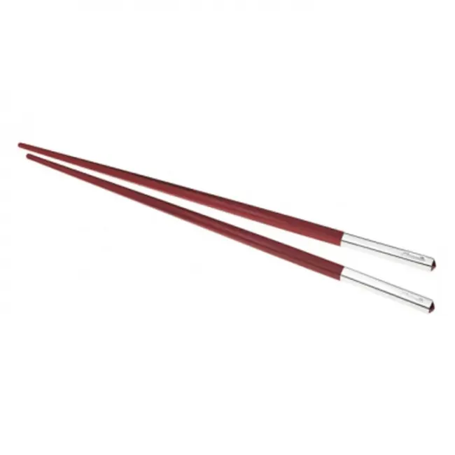Uni Pair Of Chinese Chopsticks Red Silverplated