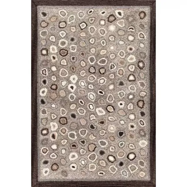 Cat's Paw Grey Wool Hooked Rug