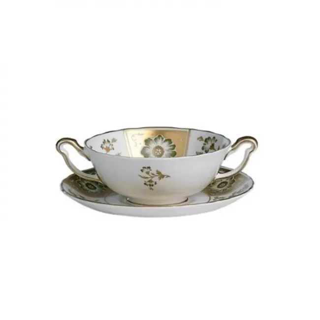 Derby Panel Green Cream Soup Saucer (6.75in/16.5cm)