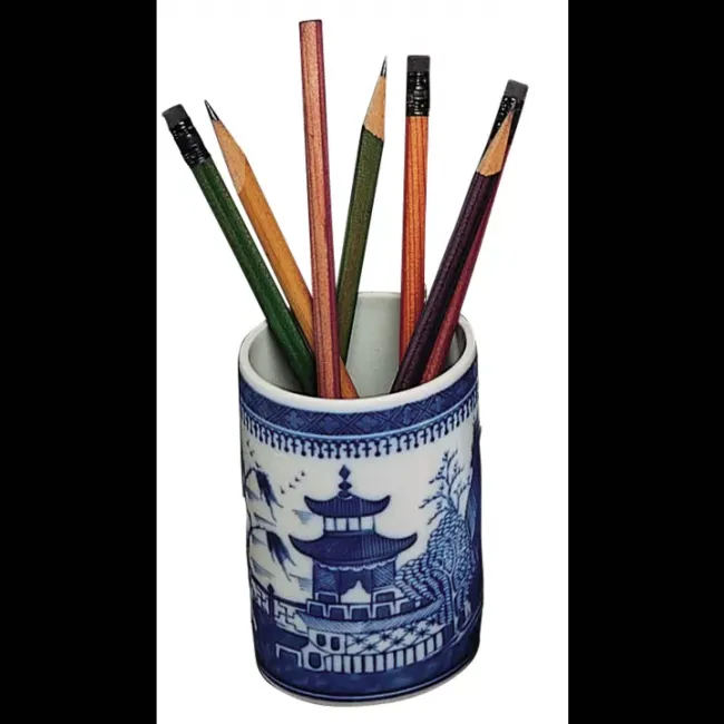 Blue Canton Pencil Cup 4.25" H