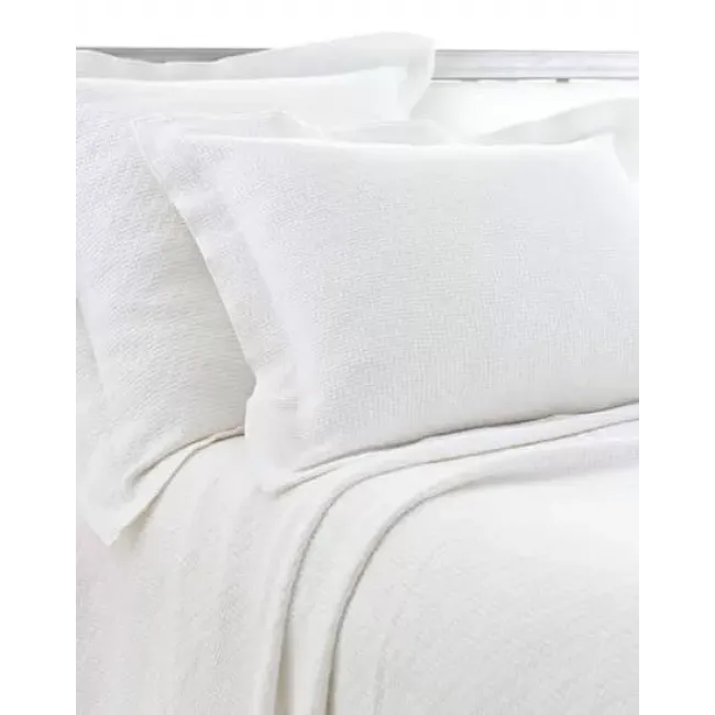 Interlaken White Matelasse Textured Cotton Coverlet
