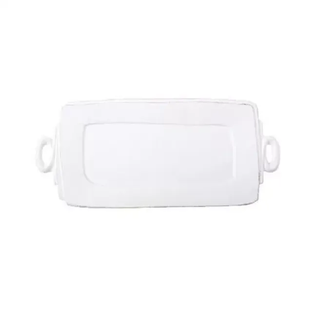 Lastra White Handled Rectangular Platter 16"L, 8.75"W