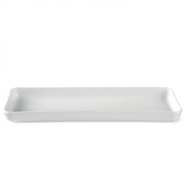 White Fluted Oblong Dish 14"