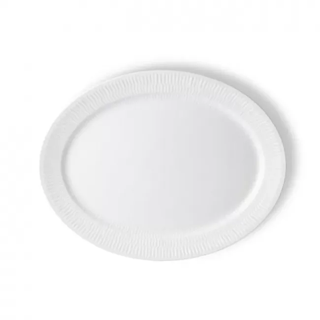 White Fluted Oval Platter 13.5"