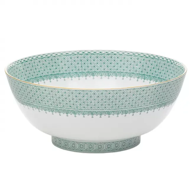 Green Lace Round Serving Bowl 9"