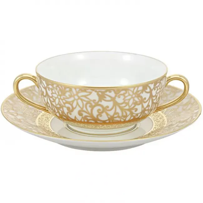Tolede Gold/White Cream Soup Cup Round 4.52755 in.