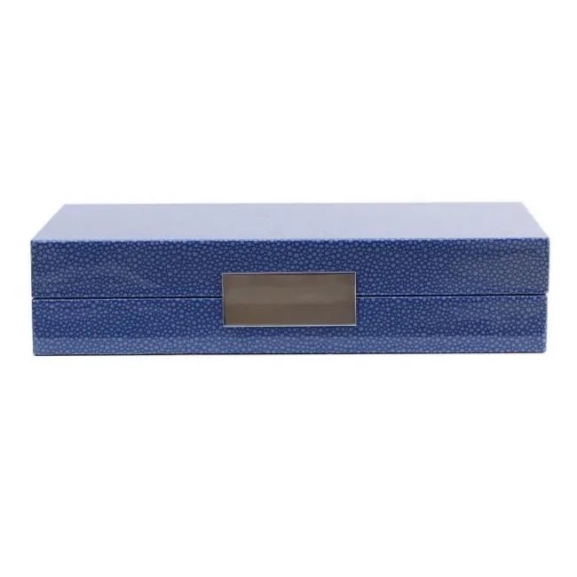 4 x 9 in Blue Shagreen Silver Small Storage Box