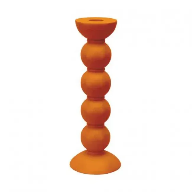 Tall Orange Bobbin Candlestick - 24Cm