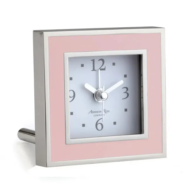Pink Enamel Square Alarm Clock