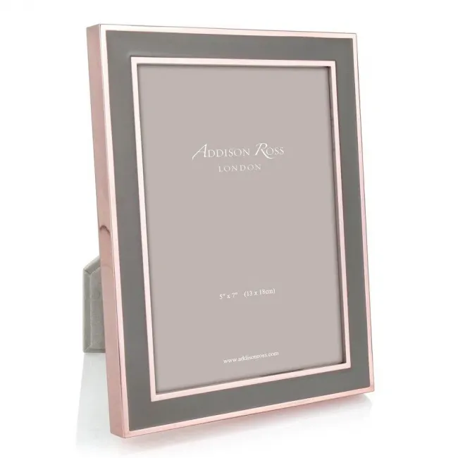 Taupe Enamel and Rose Gold Picture Frame 5 x 7 in