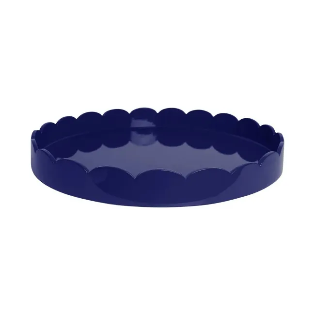 20 x 20 in Large Square Scalloped Tray Navy