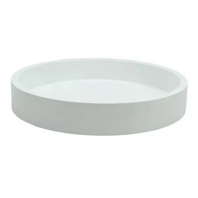White Straight Sided Small Round Tray