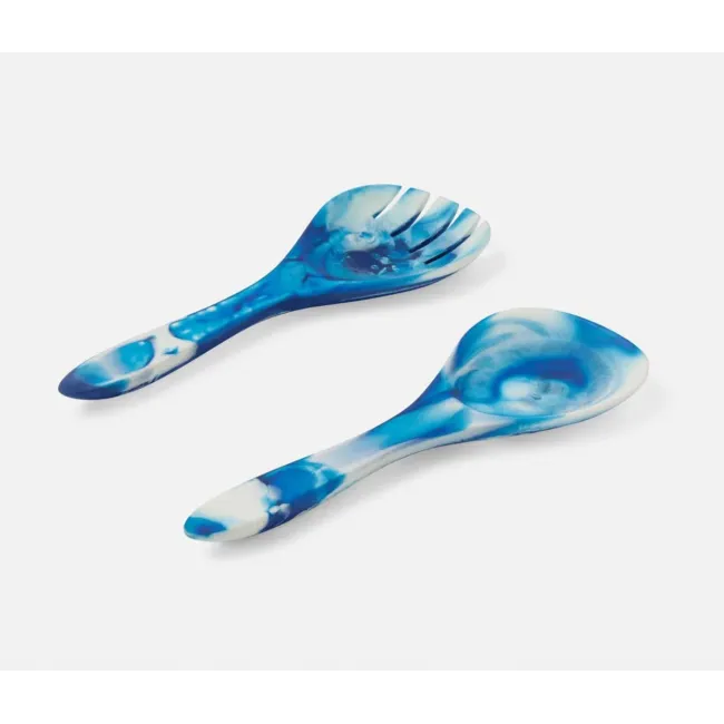 Laney Blue Swirled 2-Pc Serving Set (Serving Spoon, Serving Fork)