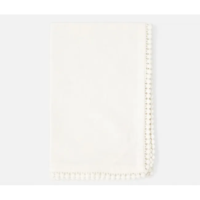 Margot Ivory Pom Pom Border Kitchen Towel Cotton Canvas 20X28, Pack of 2