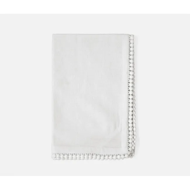 Margot White Pom Pom Border Kitchen Towel Cotton Canvas 20X28, Pack of 2