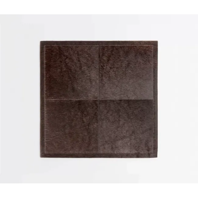 Tanner Dark Brown Square Placemat Hair-On-Hide, Pack of 2