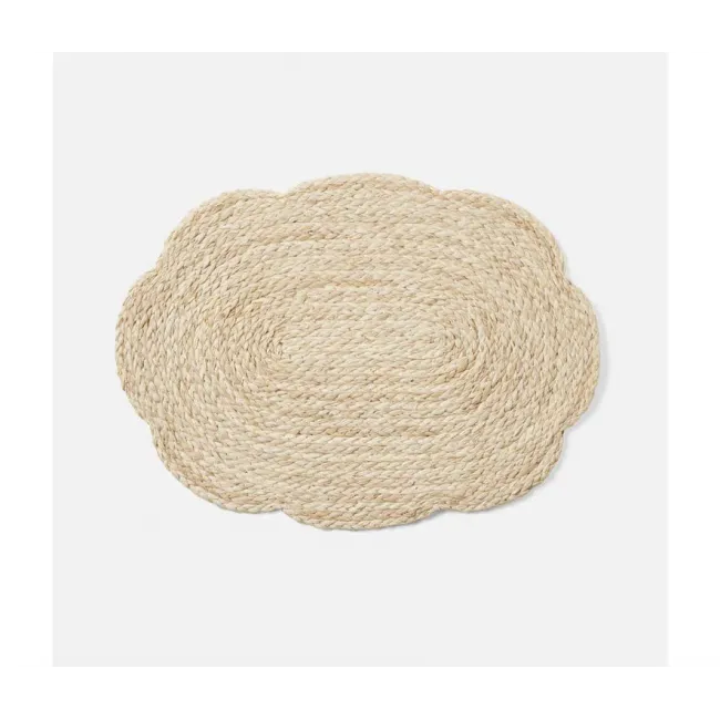 Vera Bleached Flower Oval Placemat Raffia, Pack of 4