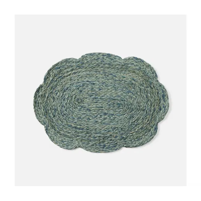 Vera Mixed Blue Flower Oval Placemat Raffia, Pack of 4
