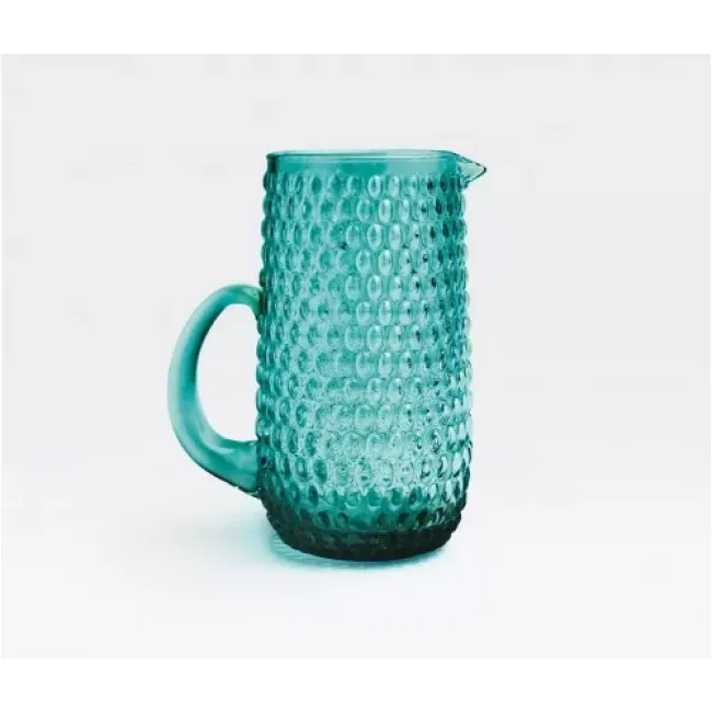 Claire Teal Pitcher Hand Blown 93Oz