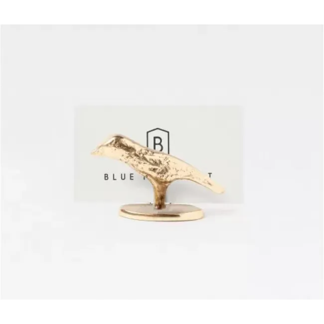 Hailey Bird Card Holder Gold Brass Boxed Set of 4