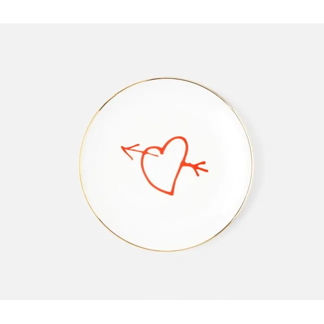 Sabrina Heart White Porcelain Bread Plate, Pack of 4