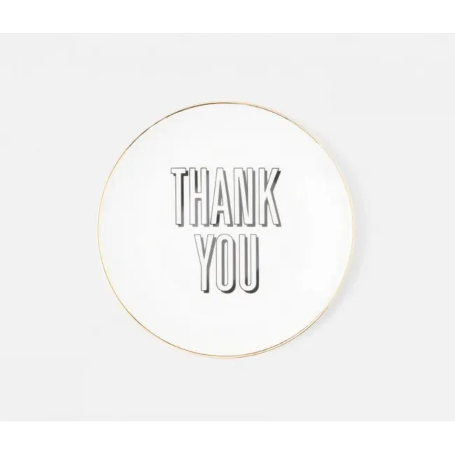 Sabrina Thank You White Porcelain Bread Plate, Pack of 4