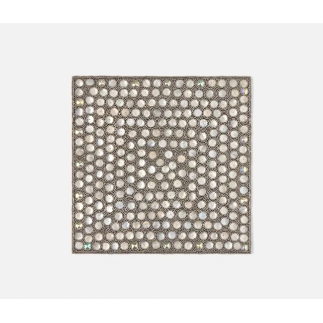 Brenda Silver/Sea Square Placemat Glass Beads/Shell, Pack of 2