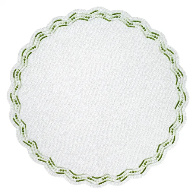 Belgravia Green 15" Round Placemats, Set of 4