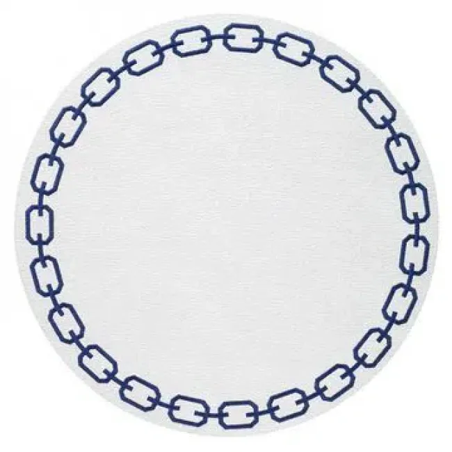 Chains White Navy 15" Round Placemats, Set of 4