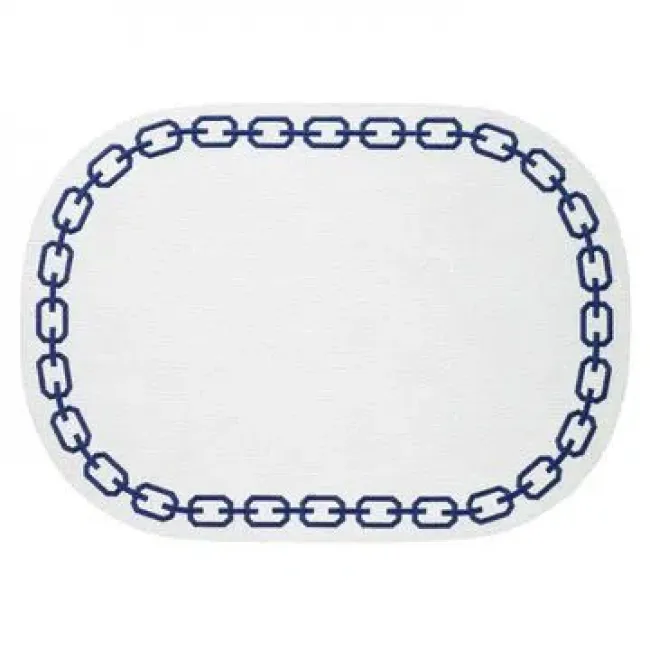 Chains White Navy Oval Placemats, Set of 4