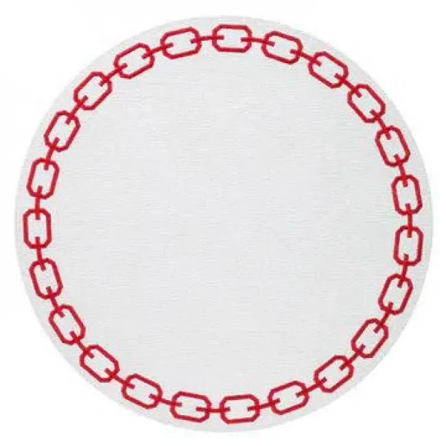 Chains White Red 15" Round Placemats, Set of 4