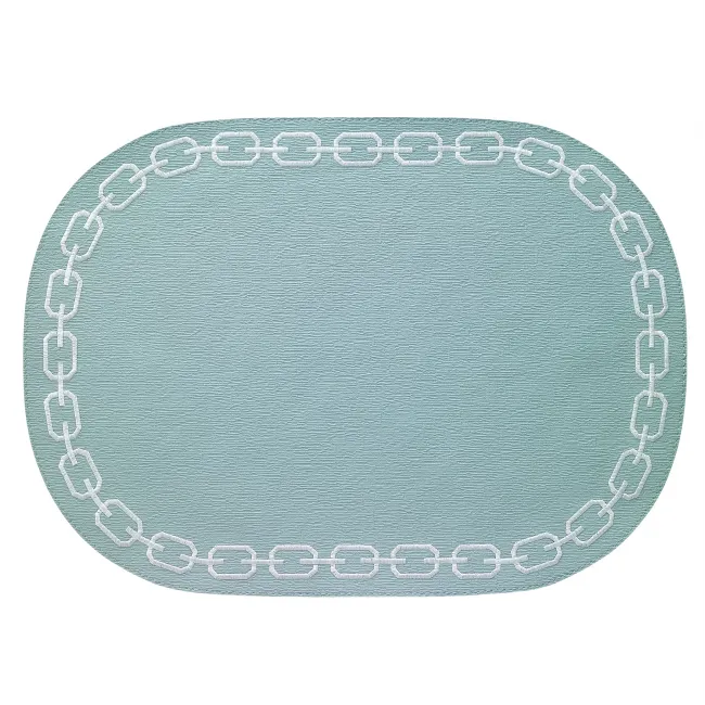 Chains Celadon White Oval Placemats, Set of 4