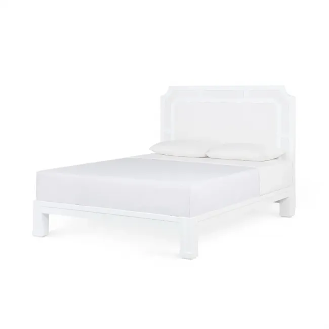 Olivia Queen Headboard With Bed Frame, Soft White, Vanilla