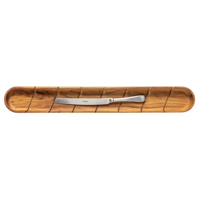 Pacifica Oak Wood Gift Oak Baguette Board W/ Bread Knife Baguette Board: 24'' x 3.5'' H2''
Bread Knife: 11.65'' T0.03''