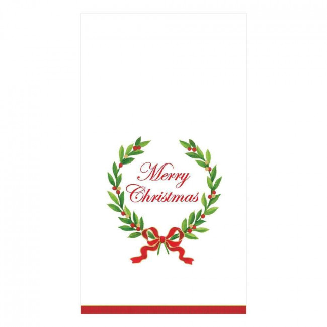 Caspari Merry Christmas Laurel Wreath Paper Guest Towel/Buffet Napkins ...