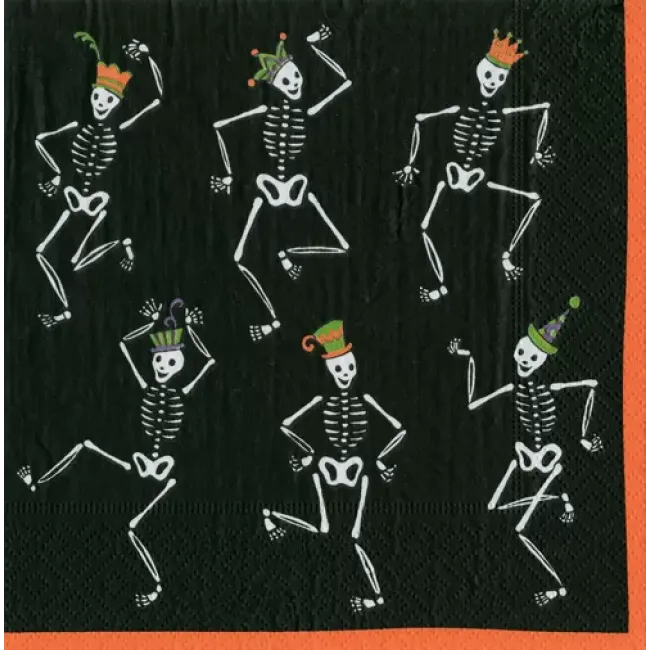 Dancing Skeletons Black Paper Luncheon Napkins, 20 Per Pack