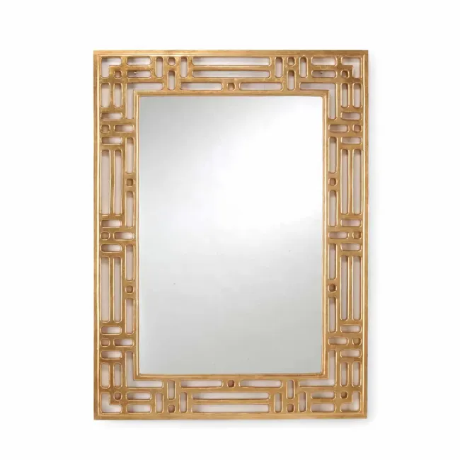 Pierced Rectangular Mirror Gold