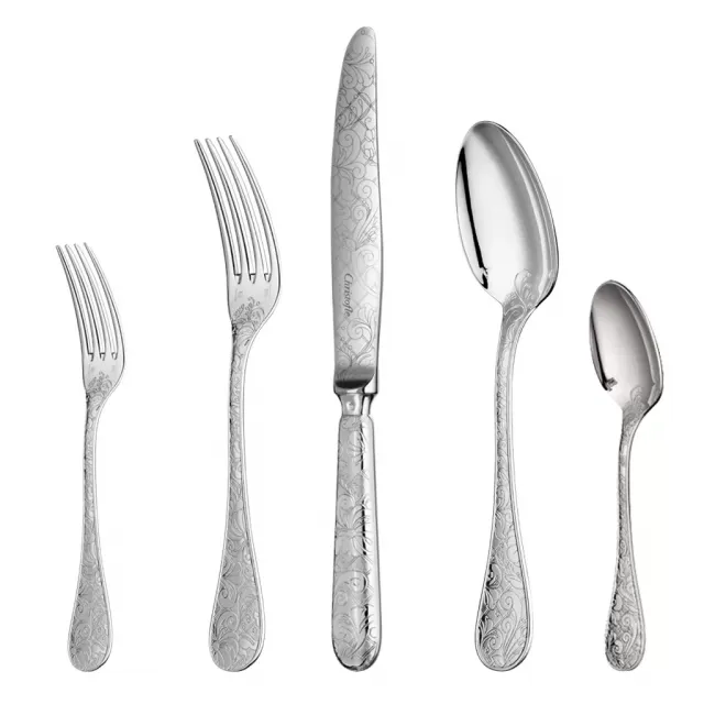 Jardin d'Eden Sterling Silver 5-Pc Setting (Dinner Fork, Dinner Knife, Place Soup Spoon, Salad Fork, Teaspoon)