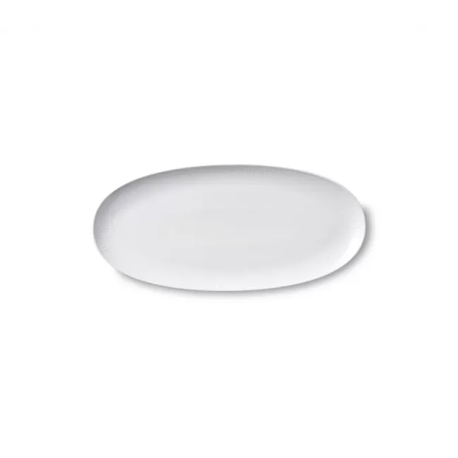 White Fluted Long Oval Dish 14.5"