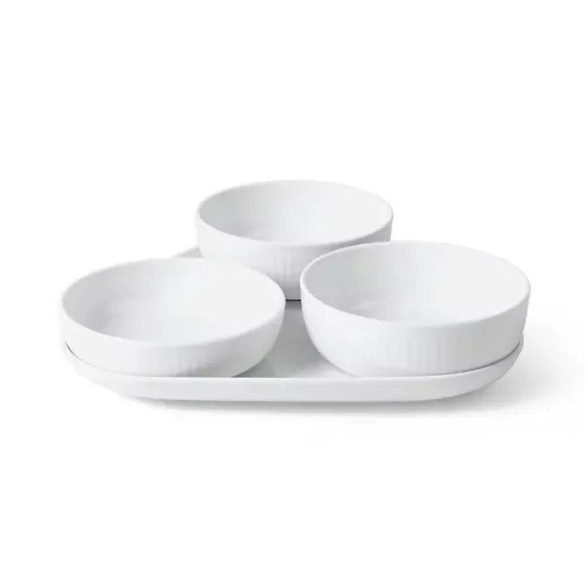 White Fluted Serving Set 4Pc