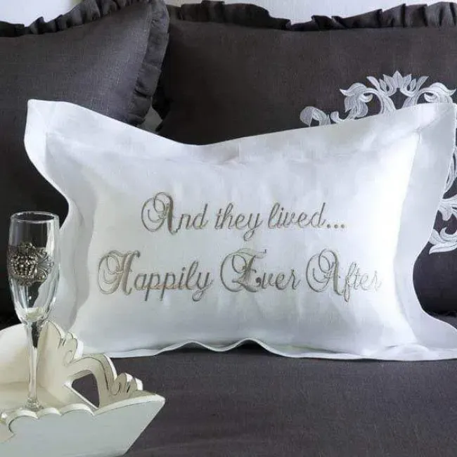 Happily Ever After, White (Taupe), Frame 13" x 19" Pillow