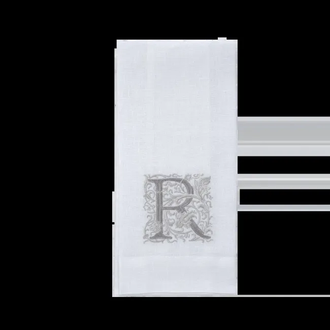 Monogram R Hand Towel White (Taupe)